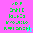 Pixelated green text on colored backgrounds with small star-shaped animations, displaying names and a repeated word in two color schemes.