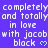Pixelated text repeats 'completely and totally in love with jacob' alongside blue hearts on a purple background, forming a dense wordwall of affectionate phrases.