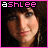 A 3x3 contact sheet of nine animated frames showing a woman with brown hair and blue eyes in various expressions, bordered by pink text "ashlee" at the top of each frame except the bottom-right corner which reads "rocks".