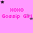 Pink background with repeated 'XOXO Gossip Girl' text and star symbols in black, gray, and pink.