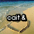 Beach scene with heart drawn in sand; text overlays change across four showing 'cait &', 'coll =', and 'my best friends'