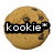 A single chocolate chip cookie with changing text overlays: 'kookie™', two ampersands, 'monster™', and '327.09' appear sequentially.