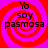 Four identical display red and purple spiral backgrounds with black text reading 'Yo soy pasmosa' in a pixelated font
