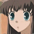 Anime-style character with brown hair and blue eyes in a of facial expressions showing open mouth, closed eyes, blushing cheeks, and head tilt