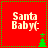 Red square icon with green dotted border, white text "Santa Baby:(" and a small green Christmas tree in the bottom-right corner of each quadrant.