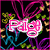 Pixelated pink text 'Rig' on black background with colorful abstract lines and shapes.