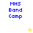 Blue text "MHS Band Camp" repeated in a with yellow star-like shapes appearing and changing across frames