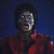 A person in a red jacket with a dark collar against a dark blue background, shown in four with slight variations in head position and expression
