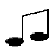 Two black musical eighth notes on a gray background, with the right note slightly smaller and positioned to the right of the left note.