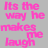 A 5x5 contact sheet of animated frames showing a text-based animation with pink and white words on a gray background, where the phrase "Its the way he makes me laugh" transitions to "wen i dont even wanna smile" across sampled frames.