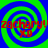 Four identical display blue-green spiral patterns with red text 'zachary! XD' overlaid on each 's center
