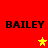 Red background with four black 'BAILEY' texts and three yellow/orange stars in a