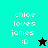 Pixelated text 'chloe loves james :D' appears on cyan and black backgrounds with a star symbol changing from black to cyan.