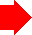 Three red arrow icons on a gray background, each with distinct pixelated edges and varying sizes.