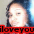 Pixelated image of a person with dark hair and light skin, overlaid by red banner with black text reading 'iloveyou' at bottom.