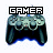Pixelated game controller icon with 'GAMER' text above, displaying color variations