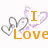 Animated icon displays multiple text variations of 'I Love Shawn' with heart outlines and color changes across frames.