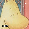 A two-frame contact sheet of a yellow cartoon character with closed eyes and a slight smile, showing animation changes in the top-right corner symbols.