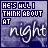 identical pixelated text with 'HE'S ALL I THINK ABOUT AT night' in white script over a purple gradient background, each showing slight variations in letter color and spacing