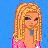 Pixelated image of a blonde woman in pink top with white stars, blue background, and 'kari' text below.