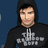 Pixelated static image of a person wearing a black hooded garment with white text on the chest against a dark blue background.