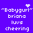 Pixelated text on purple background with two distinct animation states showing "Babygurl" and "briana" text with heart and starburst symbols.