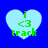 Four light blue heart-shaped icons with green text 'i <3 track' on a solid blue background, each showing slight pixel variations across observations.