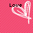 Pixelated pink background with two white heart-shaped icons, each containing black text: 'Love' on the left and 'you' on the right.