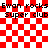 Red and white checkered background with repeated text "Ewan rocks" and "Super club" in black pixelated font, featuring a faint red overlay