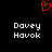 Red pixelated heart symbol above two identical white text blocks reading 'Davey Havok' on black background.