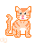 A 48x48 pixel animated buddy icon featuring a sitting orange tabby cat on the left and green text reading "Original Icons .com" on the right, displayed as a contact sheet with two frames.
