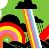 Pixelated static image of a figure with dark hair and colorful clothing against green background.