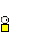 Pixelated character in yellow shirt with white head, showing multiple states including static poses and blood-splatter effects.