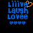 Blue pixelated text 'Live Laugh Lovee' with four blue hearts below, an orange heart symbol above 'Live' in one frame, and four blue hearts below in another frame.
