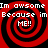 Four identical red and black spiral patterns with white text reading "Im awsome Im awsome Because im Because im ME!!" arranged in a on a solid background