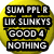 Four yellow circular icons with black text blocks and one plain smiley face, arranged in a