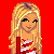 Pixel art contact sheet showing three frames of a Valentine's Day-themed animated icon featuring a blonde cartoon character in red and white attire with visible text "Will u my valentine?" on a solid red background.