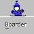 Blue cartoon character in various snowboarding poses with white background, labeled 'Boarder' text below each frame.