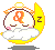 Pixel art character with closed eyes, pink cheeks, and orange 'Q' symbol on chest, resting on cloud under yellow crescent moon with brown 'Z' symbols.