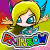 A 6-frame animated contact sheet of a pixelated water faerie character with blonde hair and blue wings holding a rainbow-colored 'RAINBOW' sign against vibrant gradient backgrounds.