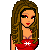 Pixel art contact sheet showing multiple frames of a female character in red top and white pants with text elements "love" and "you" on separate panels.