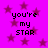 A static image with a bright pink background filled with dark purple stars and repeated text "you're my STAR" in black pixelated font.
