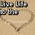 Pixelated text and heart symbols on two distinct backgrounds, one tan with a drawn heart outline, the other white with purple accents.