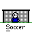 Pixel art soccer-themed animated contact sheet showing a stick figure goalkeeper in various poses with soccer balls and goal netting across seven frames.