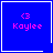 Blue square icon with pink text 'Kaylee' and '<3', featuring a white heart in top-right corner and white star in bottom-right corner.