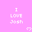 Pink background with repeated white text "I LOVE Josh" and pixelated hearts, partially cropped at bottom right.