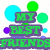 Green text on purple outlines reads 'MY BEST FRIENDS' and lists names over a white background with scattered cyan, green, and purple circles.