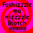 Pixelated text and symbols on a red-pink spiral background with four identical