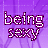 Pixelated text on a purple background with three of repeated phrases