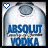 Pixelated image of a bottle with 'ABSOLUT VODKA' text, blue heart icon in top-left corner.